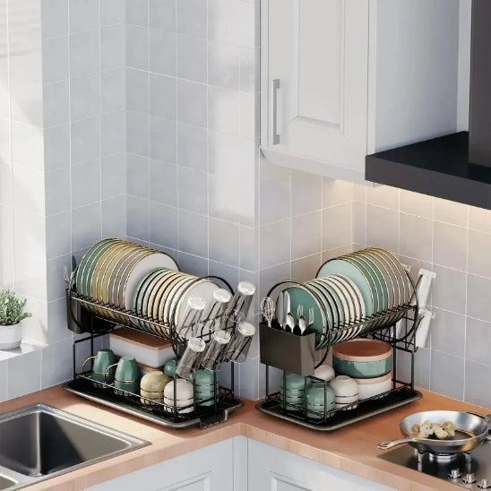 Égouttoir vaisselle 2 niveaux | Drainage automatique