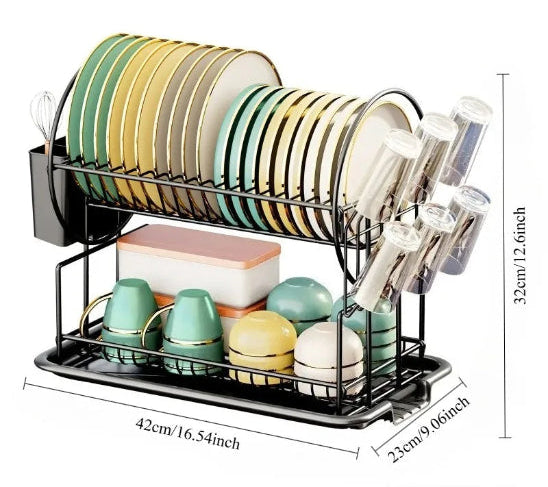 Égouttoir vaisselle 2 niveaux | Drainage automatique