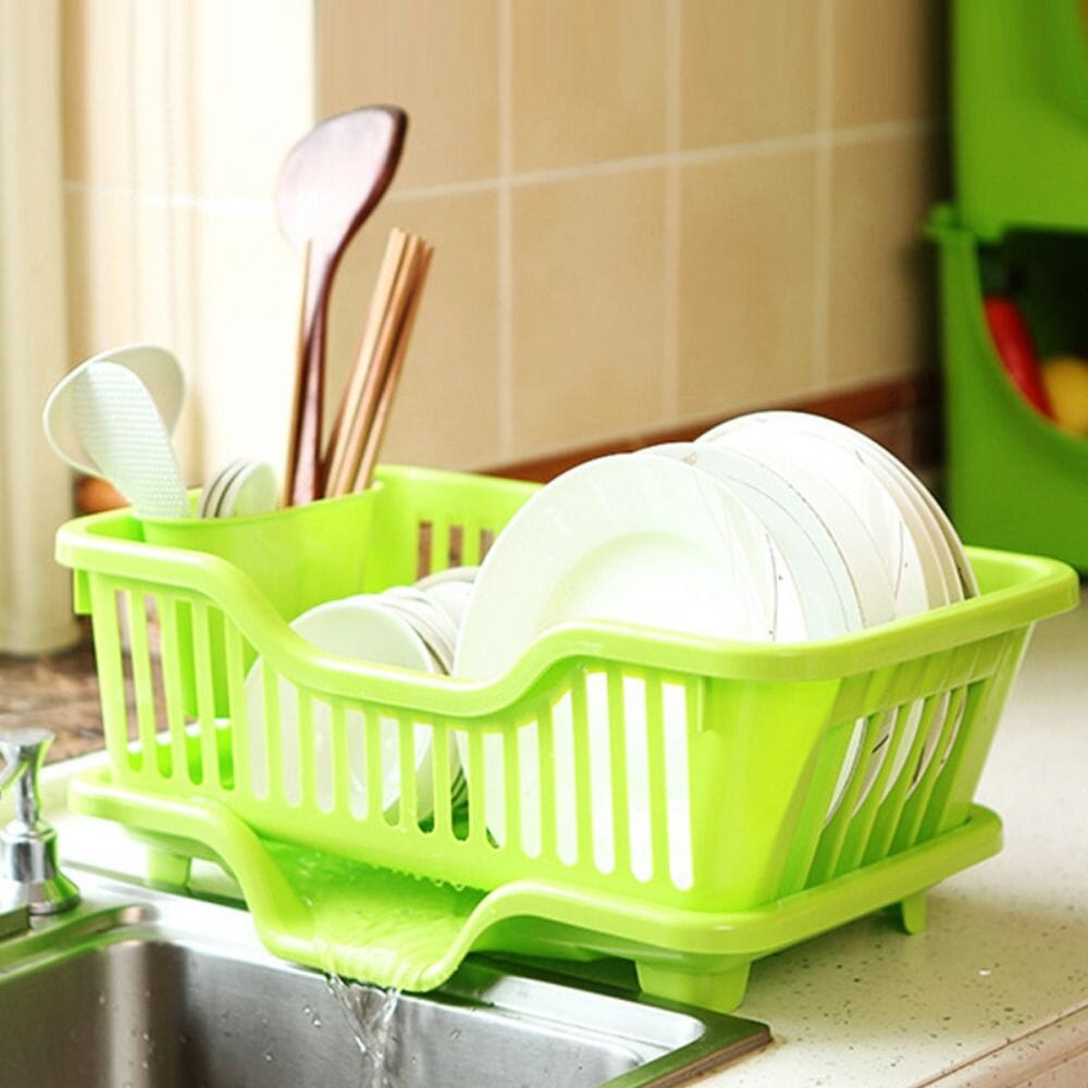 Égouttoir vaisselle drainage automatique vert comptoir vaisselle ustensiles