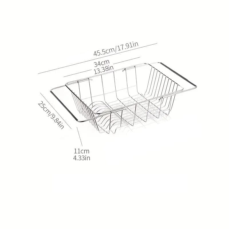 Dimensions égouttoir vaisselle rétractable inox 45,5 cm