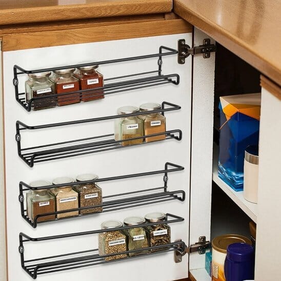 etagere a epices modulable sur armoire basse