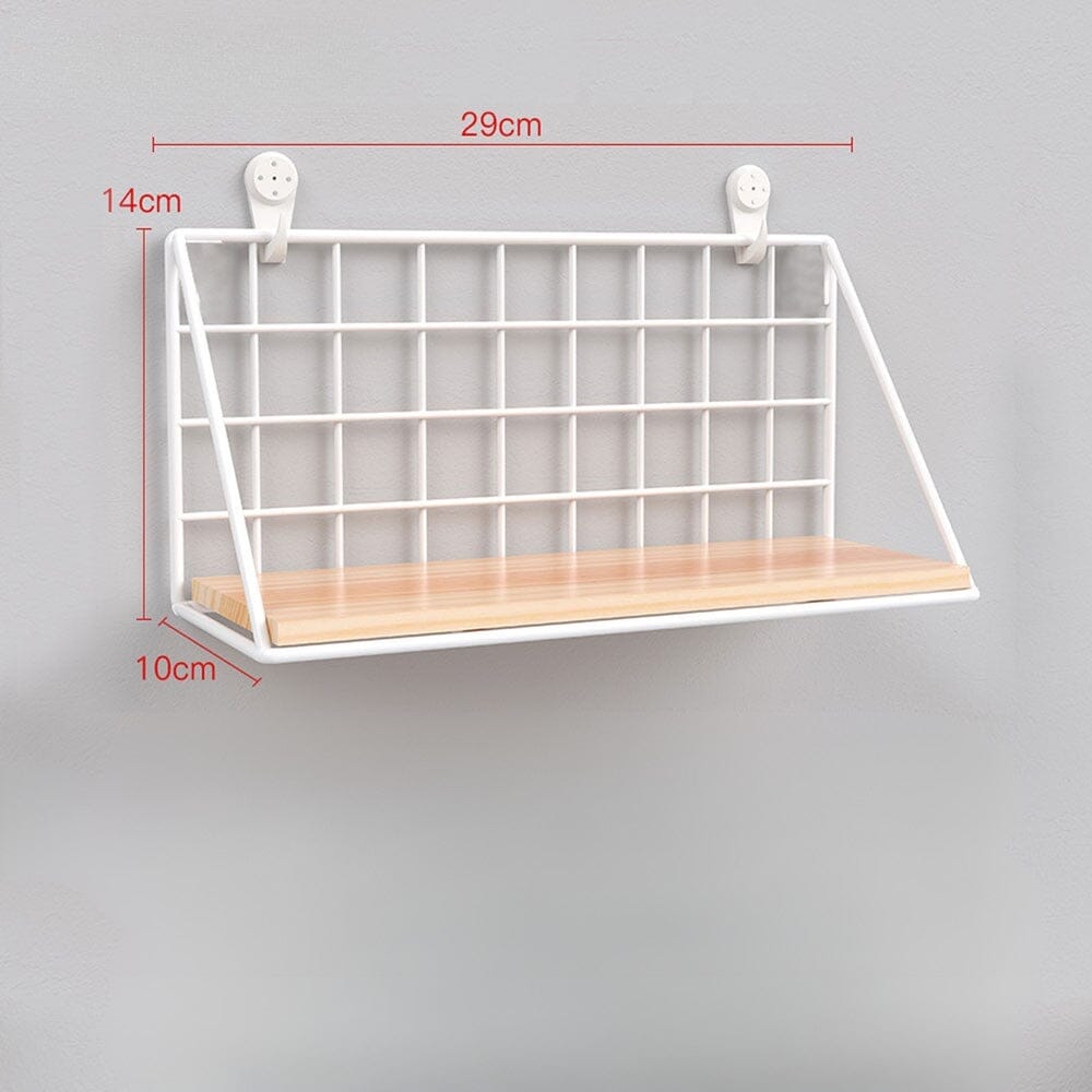 Étagère à épices bois et métal blanche petite sur fond gris - dimensions et mesures