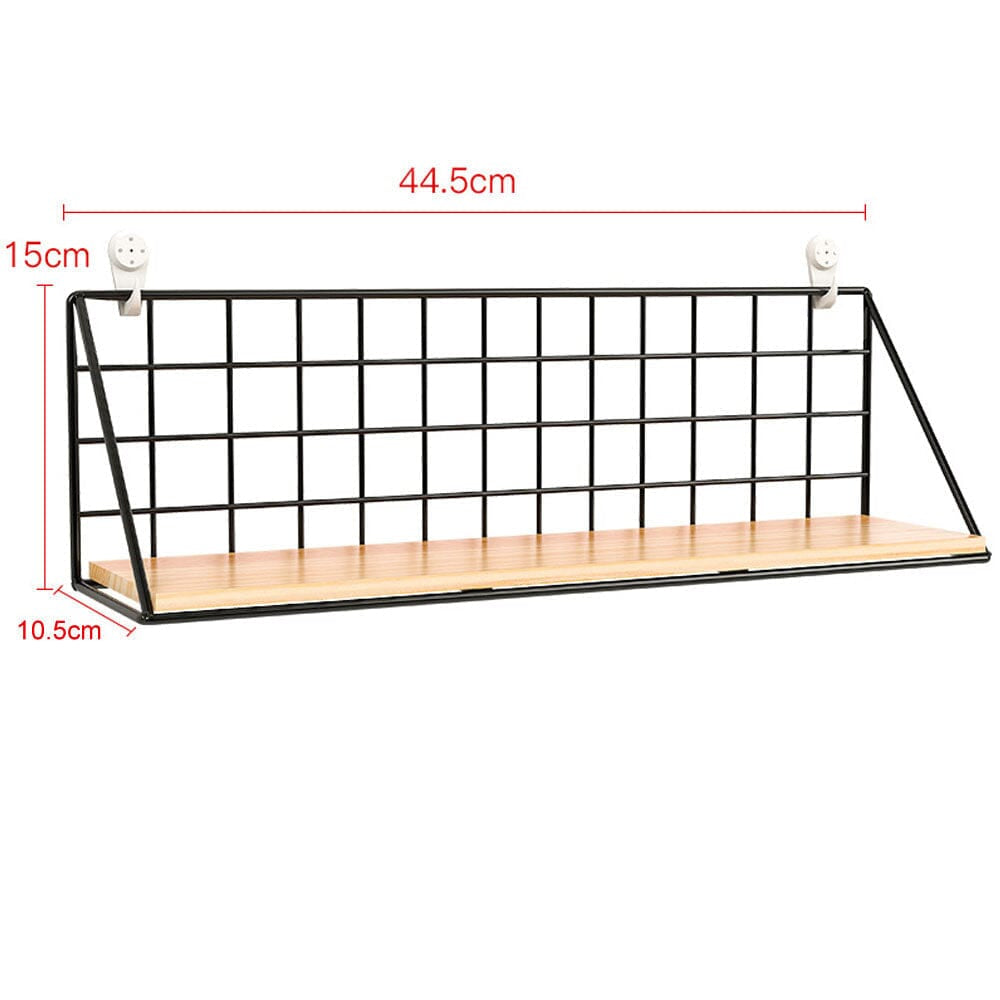 Étagère à épices bois et métal noire large sur fond blanc - dimensions et mesures